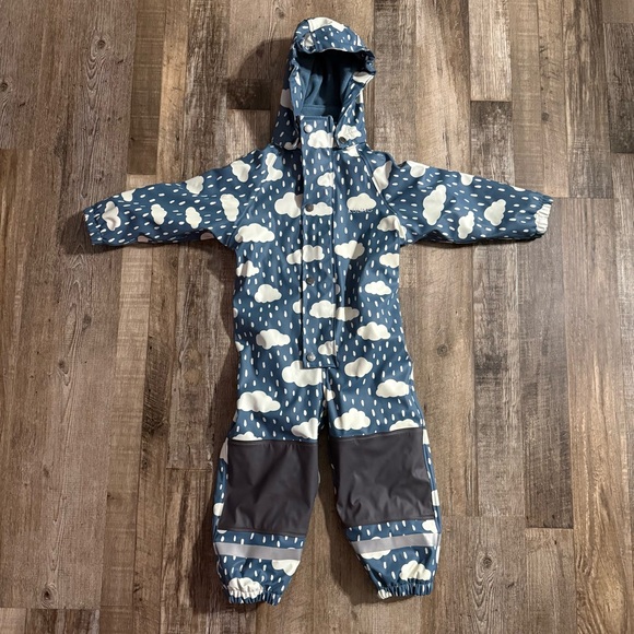 Kuling Blue Rain Cloud Patterned Fleece Lined Snowsuit 86/92